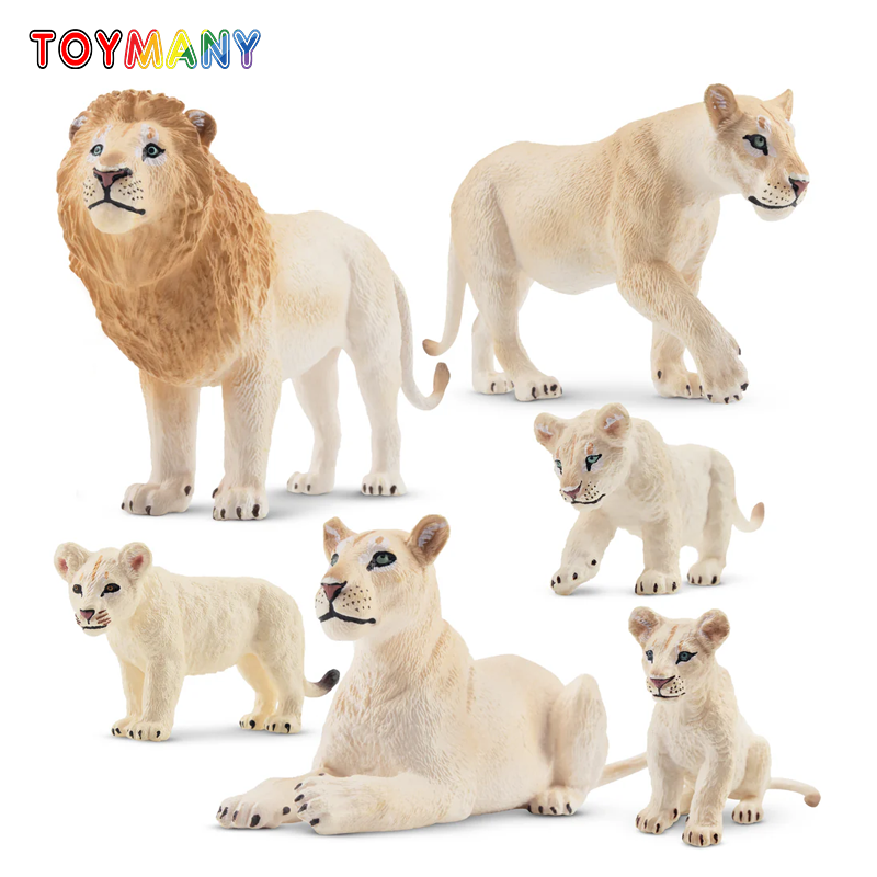Kids Toys Under $5 - 6 pçs simulação leão branco família