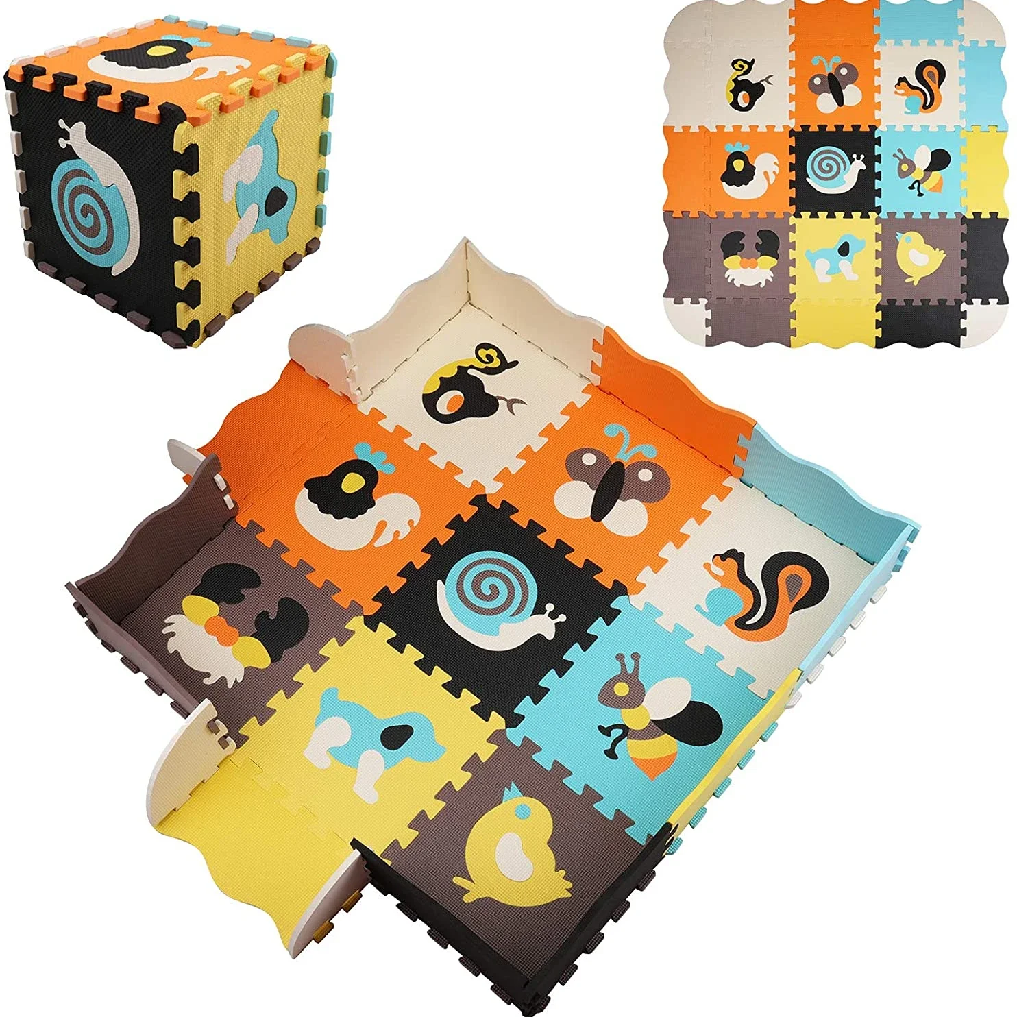 Kids Yoga Toys - Padrão animal bebê jogar esteira quebra-cabeça